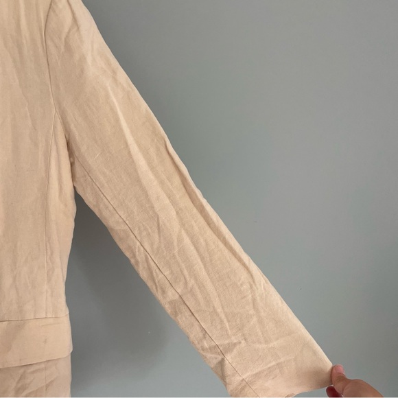 Free People "Olivia" Double Breasted Linen Blend Pebble/Sand Blazer - Picture 7 of 17